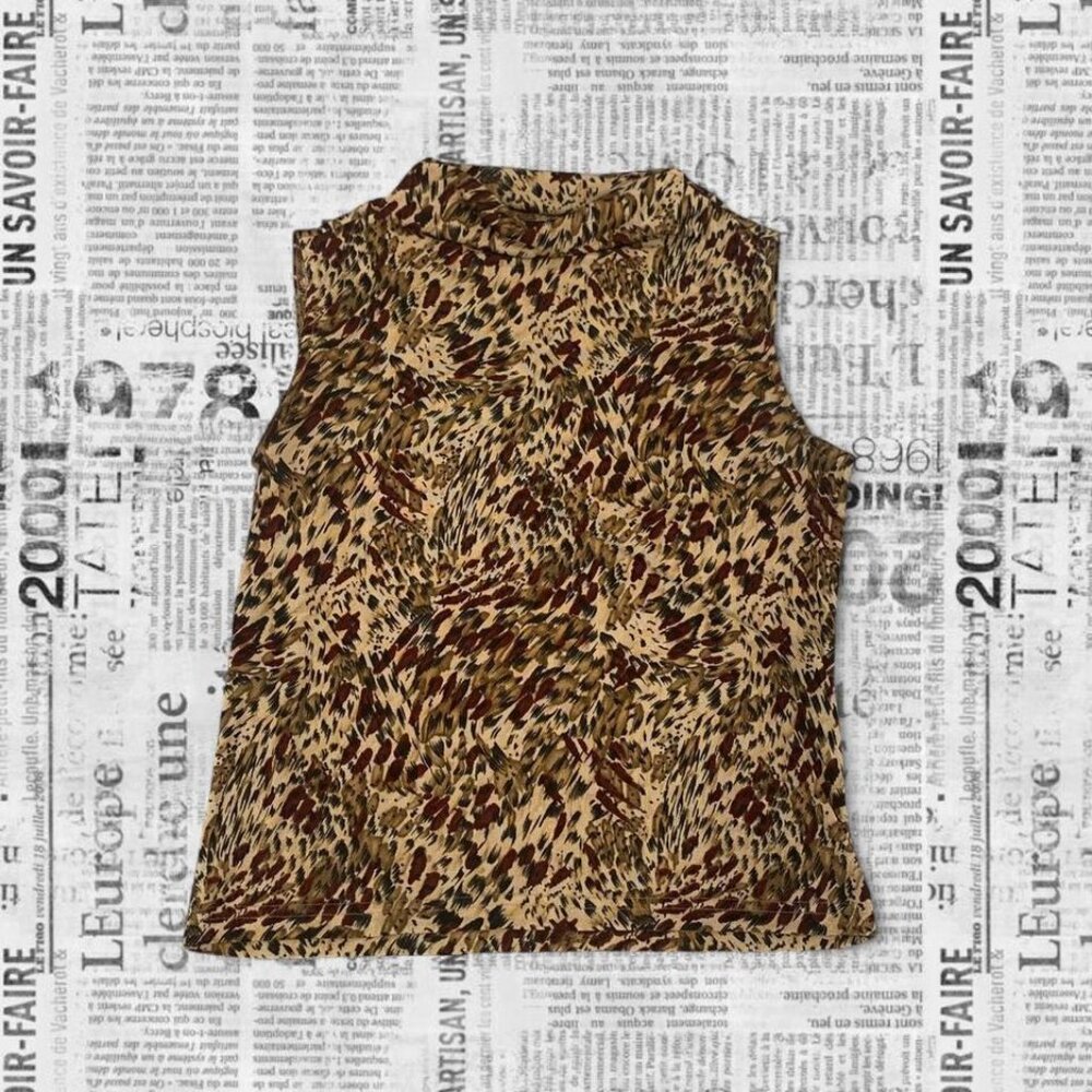 Women's Vintage Animal Print Cowl Neck Top